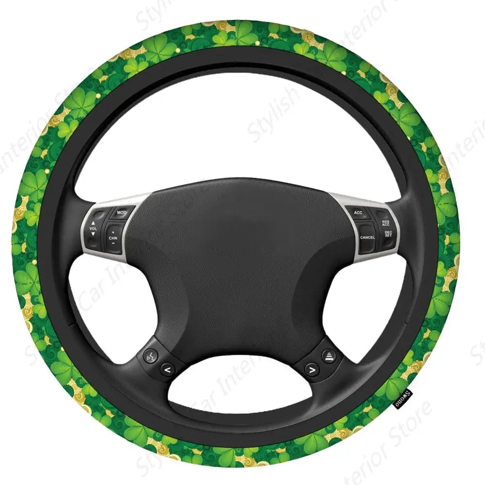 Tropical Palm Leaves Steering Wheel Covers, Anti Slip Elasticity Car Accessories Steering Wheel Protector Universal 15 Inch