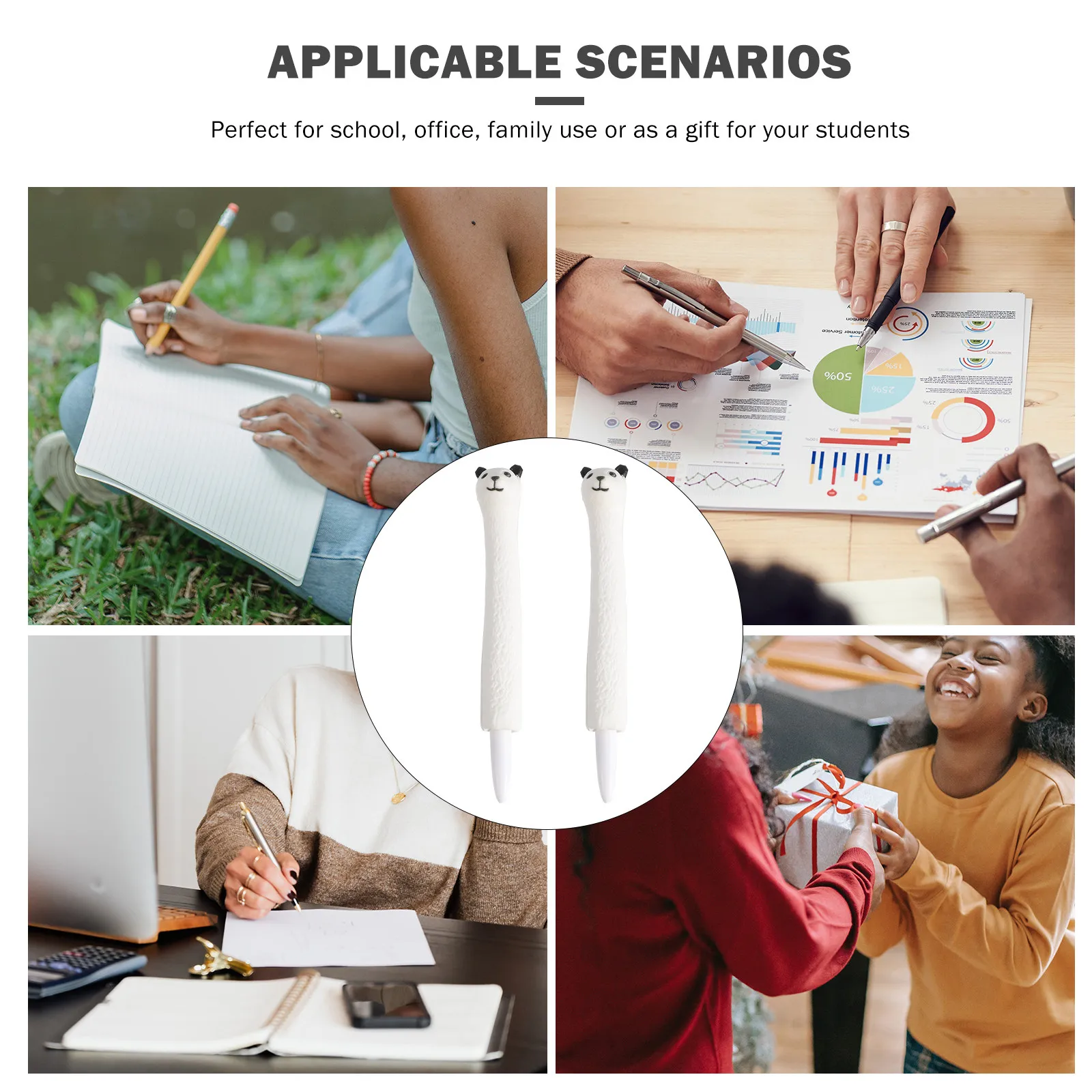 2Pcs Stress Relief Squeeze Gel Pens Cartoon Alpaca Design Continuous Ink Refillable Eco Friendly Lightweight for Kids Students