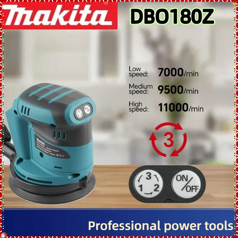 เครื่องขัดกระดาษทรายแบบวงโคจรไร้สาย Makita DBO180Z แบบไร้แปรงถ่าน สำหรับงานไม้ ขัดโป๊ว ขัดเงา (เฉพาะตัวเครื่อง)