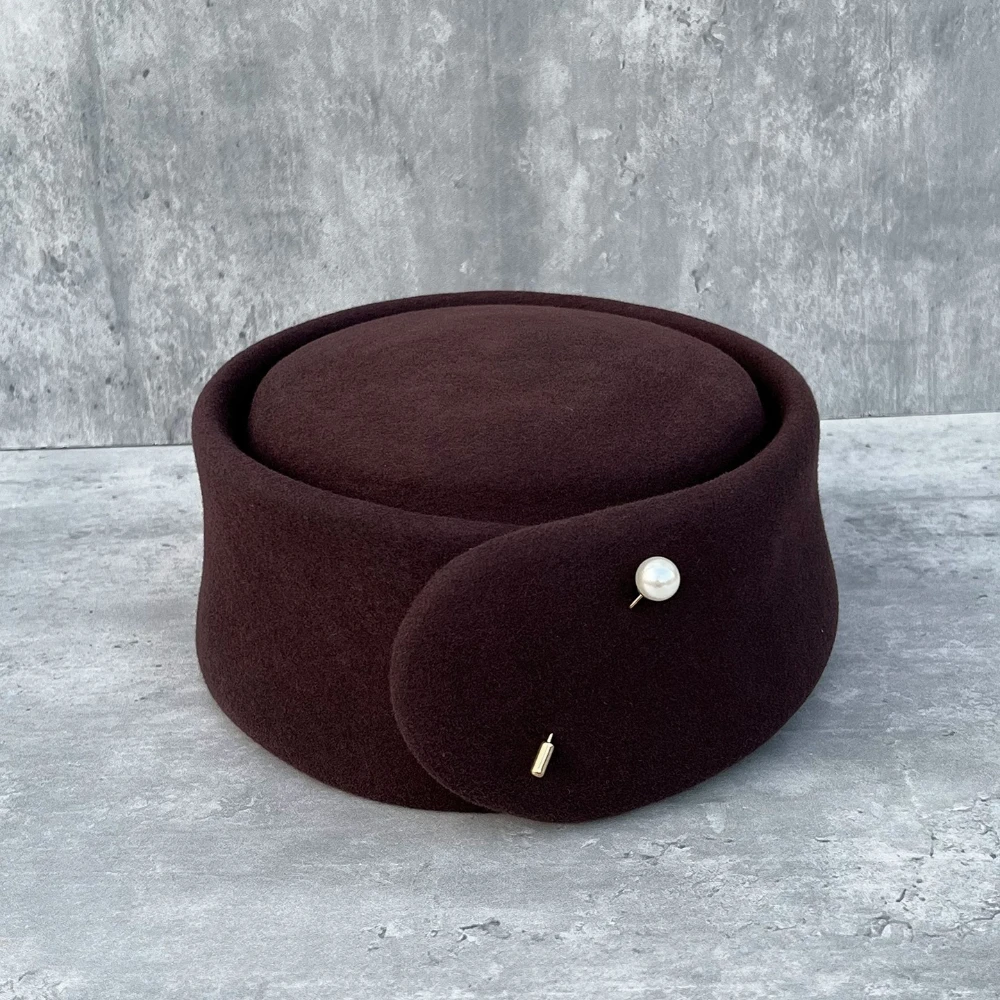 Retro British Style Wool Beret Simple Casual Design Elegant Fashion Pillbox Hat Daily Women Dating Party Beret