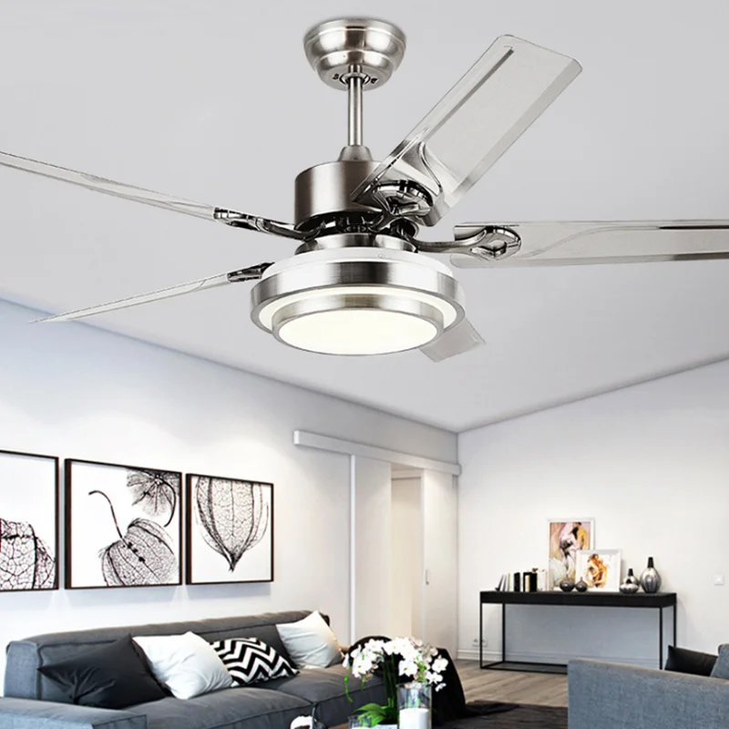 42/48/52Inch Modern Style  Stainless Steel Ceiling Fan Light Creative Nodric Dining room Restaurant Fan light 110V 220V