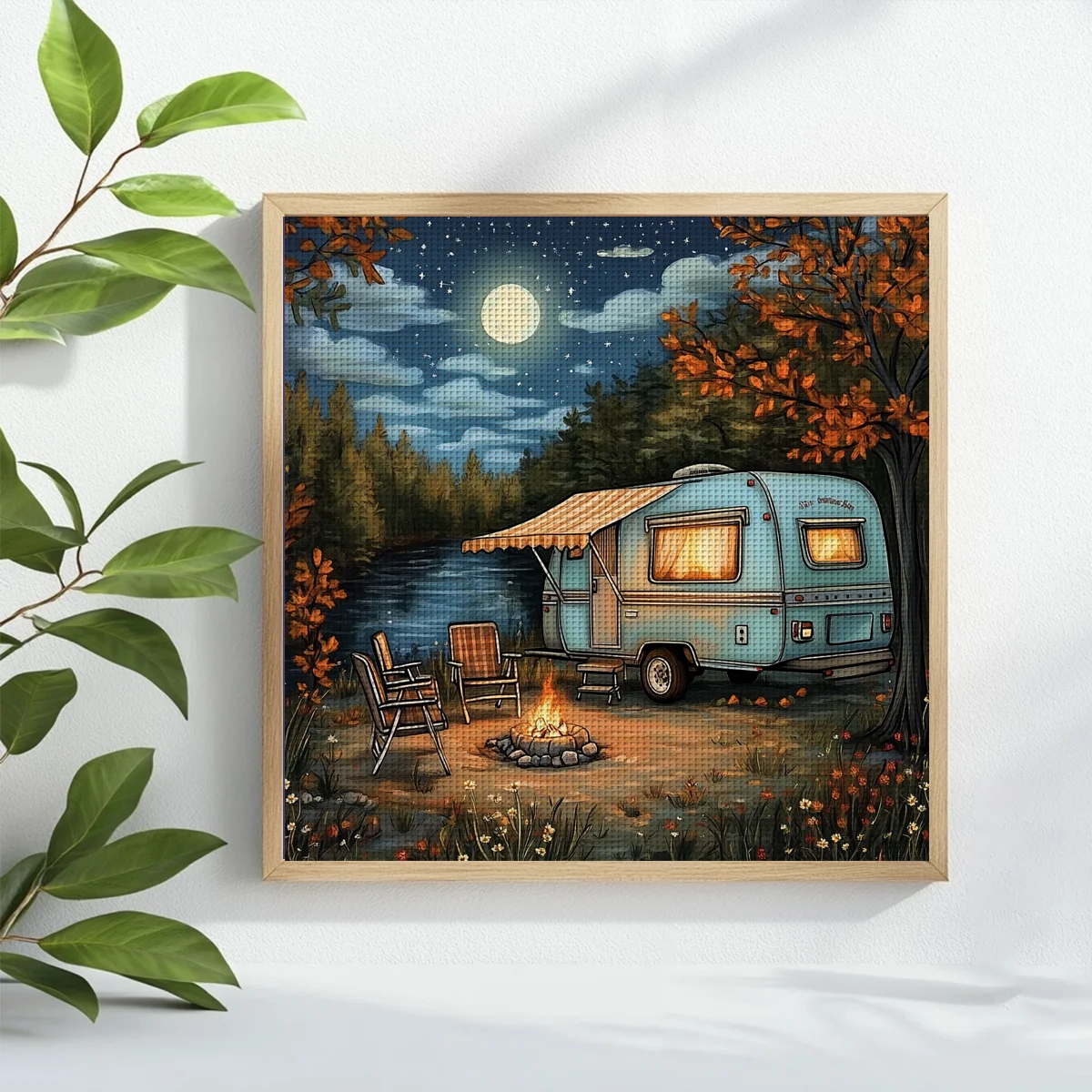 1pc 40X40CM/15.74inch Car Stamped Cross Stitch Kit DIY Kit 11CT/14CT DIY Embroidered Set DIY Cross-Stitch Set Eco-Cotton Thread