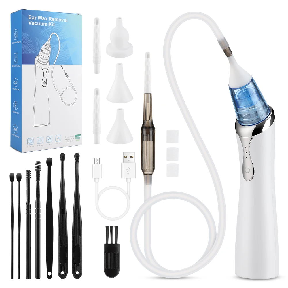 Rechargeable Electric Nasal Aspirator for Babies - Infant Nose Cleaner & Ear Wax Remover Kit with 3 Suction Levels And Silicone