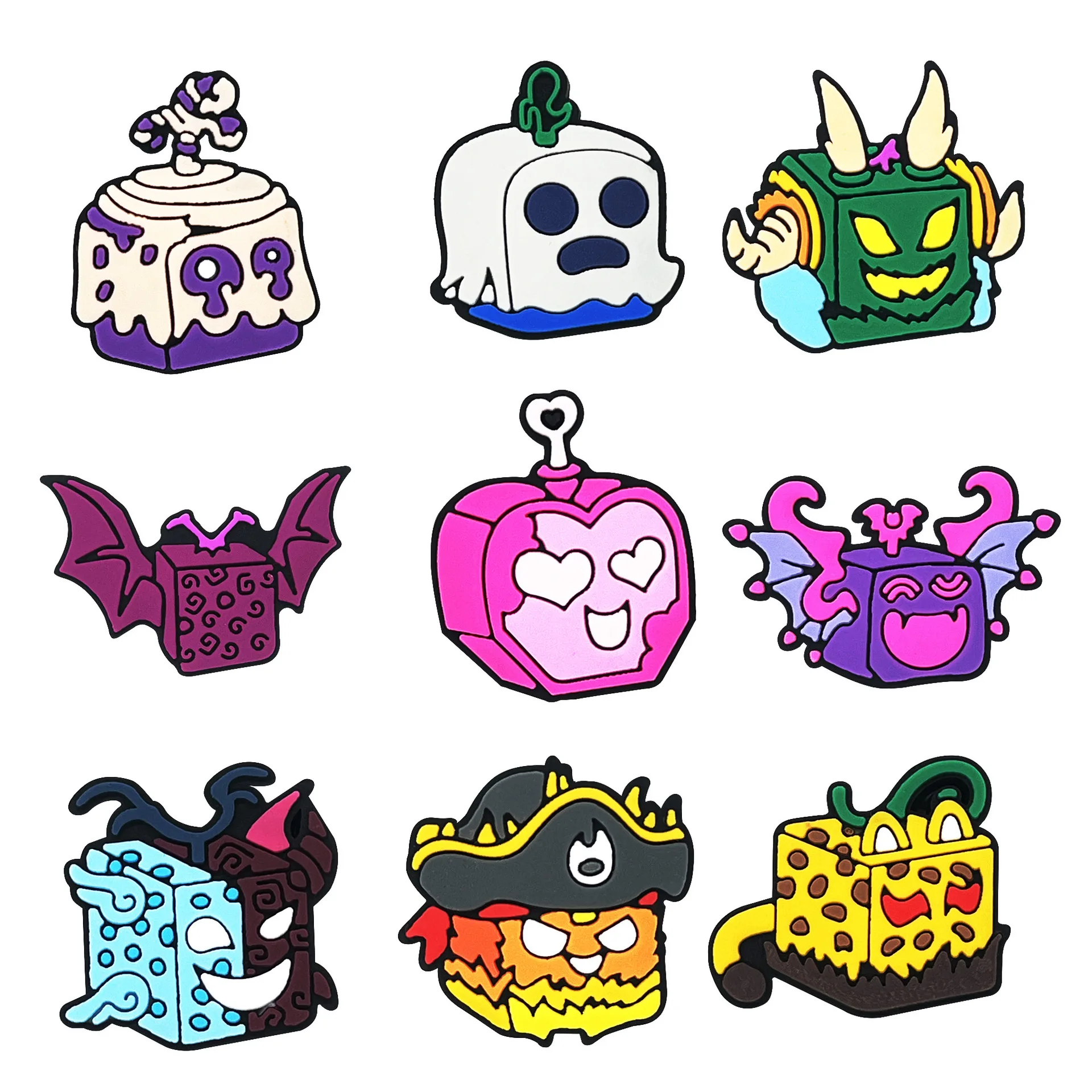 

9-100PCS One Piece Game Box Shoe Charms Colorful PVC Clog Buckle Decorations DIY Craft Supplies Party Favors Kids Birthday Gift