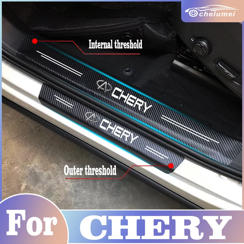 Car Door Sill PU Vinyl Stickers Protector Threshold Accessories For Chery Tiggo 3 4 5 7 T11 A1 A3 A5 Amulet PRO 8 Fulwin QQ