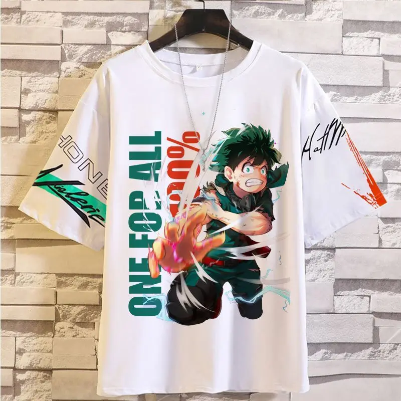

Anime Game My Hero Academia T-Shirt Men And Women Midoriya Izuku Todoroki Shoto Summer Short Sleeve Merchandise Clothing