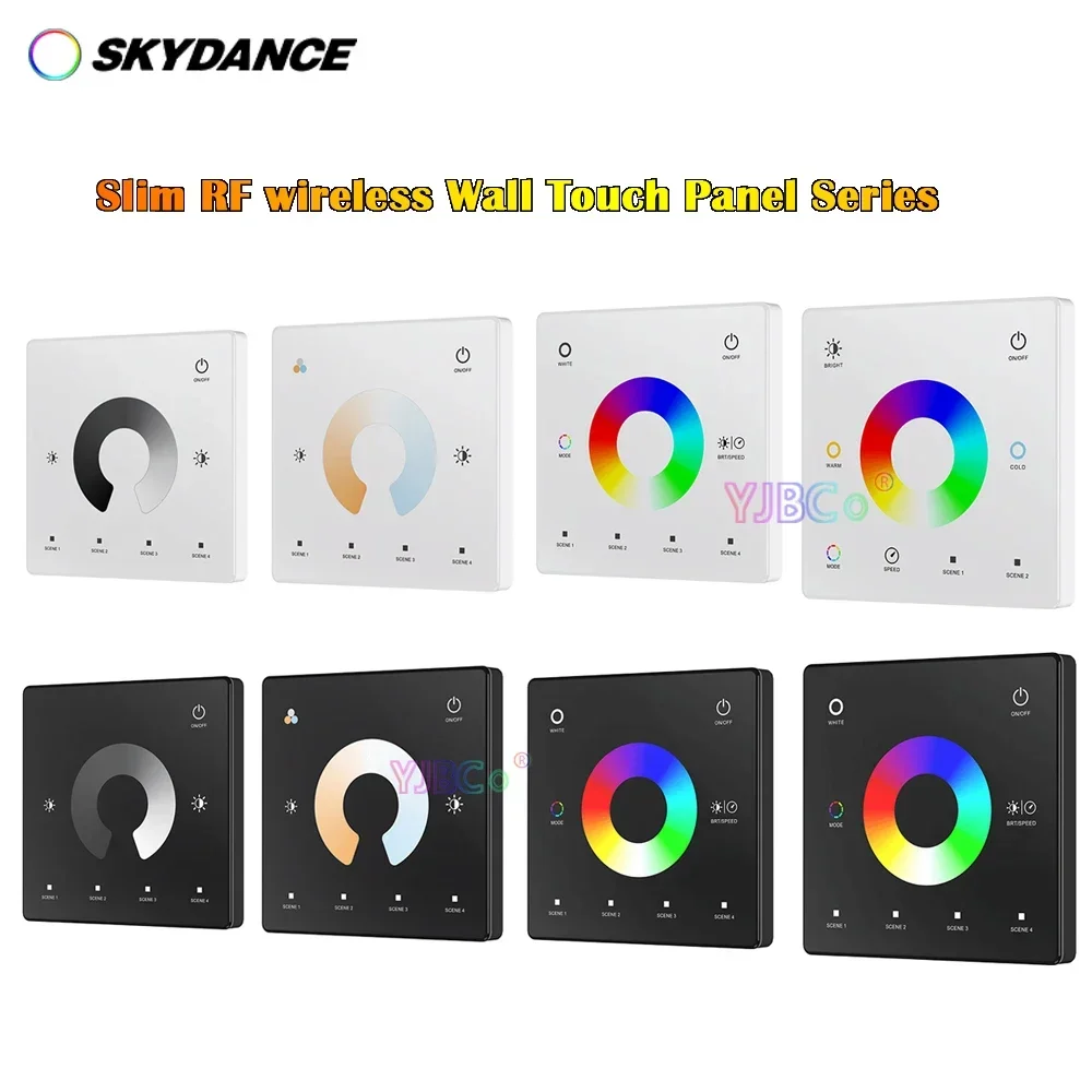 

Wall Mounted Touch Panel TW1 Single Color/TW2 CCT/TW4 RGB RGBW/TW5 RGBCCT LED controller monochrome 2.4G Remote Dimmer Switch