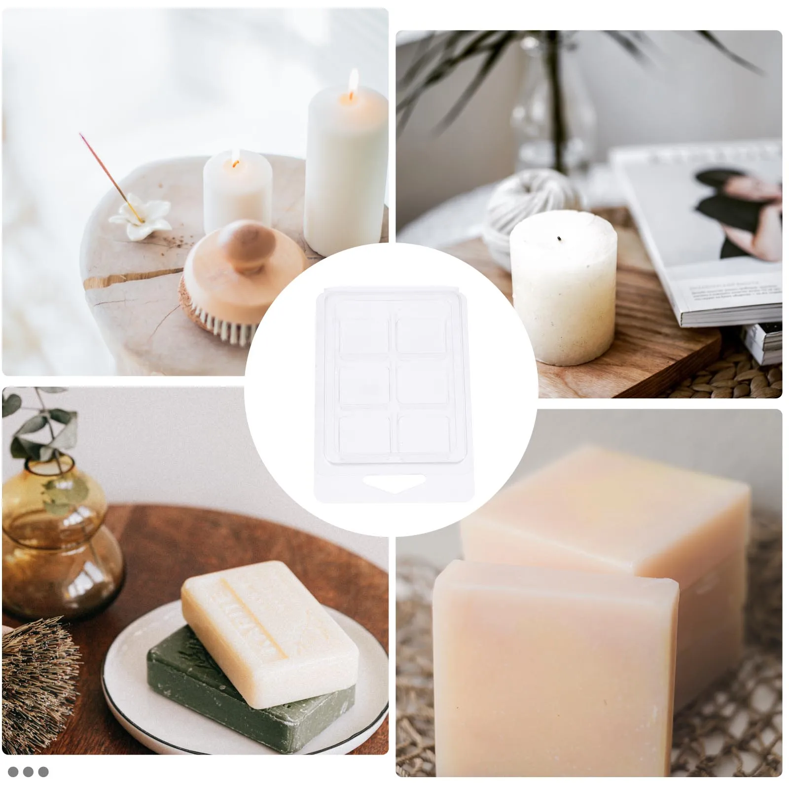 50pcs C Mold Wax Melt Clamshell Containers Cube Tray Durable Plastic Sealed Easy Perfect Making Tarts Soap Hardware