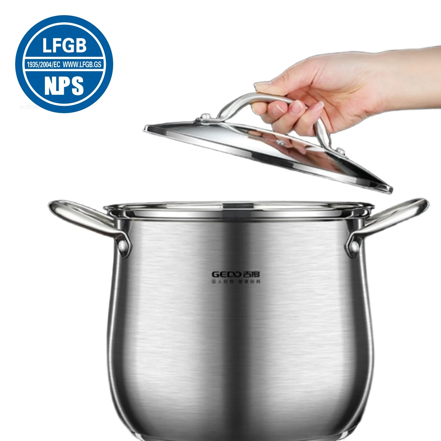 LFGB Certification 304 Stainless Steel Kitchen Stewing Pot with Tempered Glass Cover Inner Circulation Stockpot for Soup Cooking