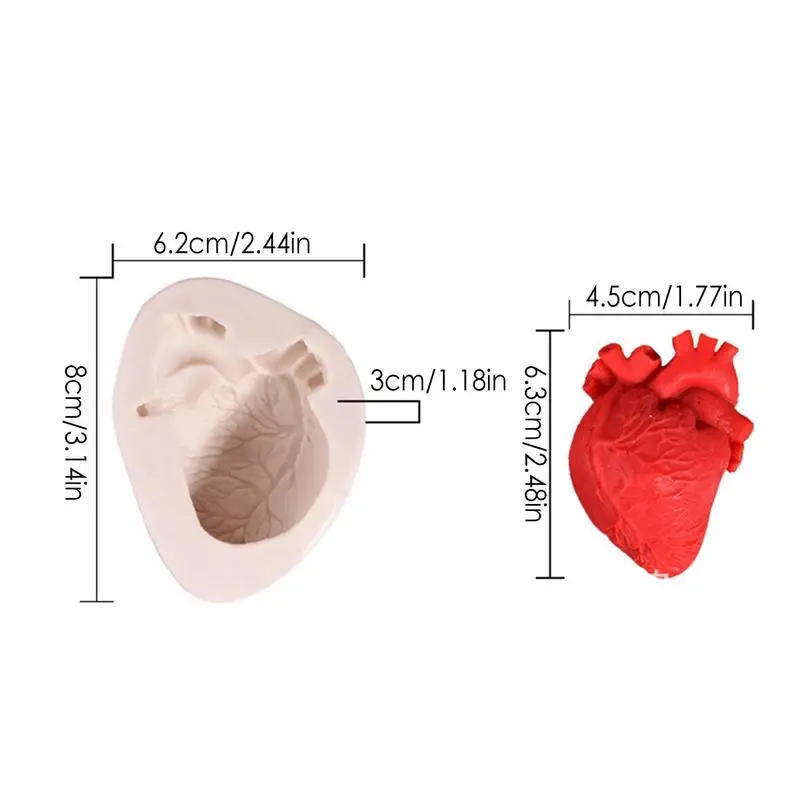 Human Organs Silicon Molds Simulated Heart Brain Shape Baking DIY Molds For Cakes Organs Shape Decorating Tools For Candles