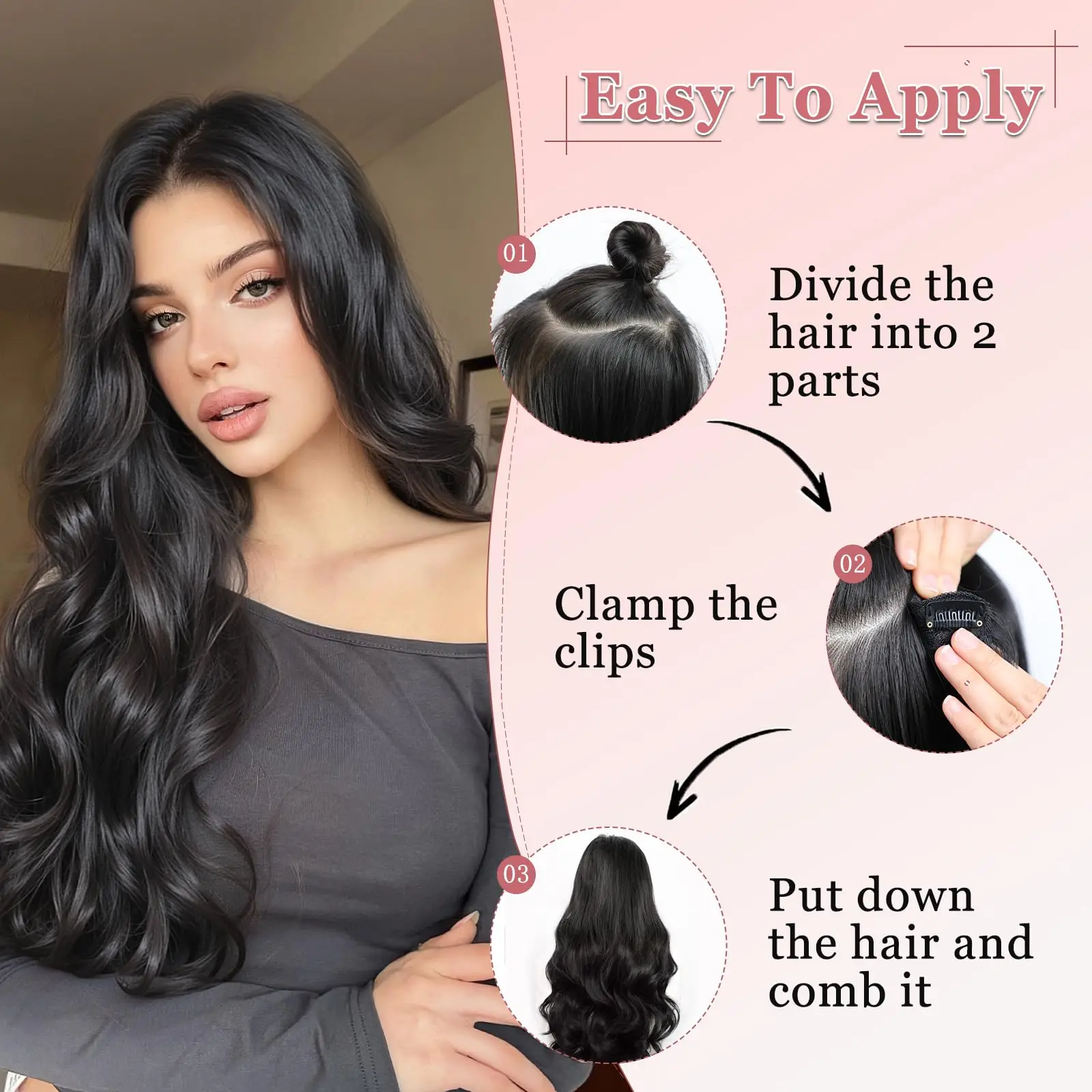 Curly hair synthetic layered hair extension piece wig women heat-resistant curly hair piece extension hair wig