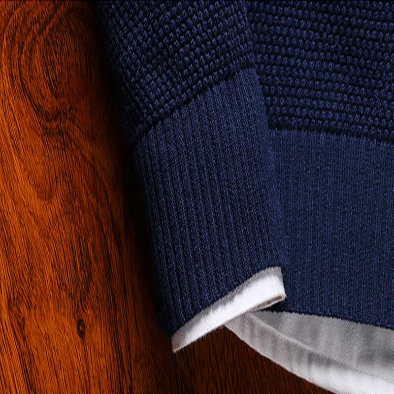 Осенний повседневный мужской свитер, тонкий лоскутный свитер больших размеров, мужской вязаный пуловер, свитер 2025 года, новый хлопковый черный свитер с круглым вырезом, мужской 3XL