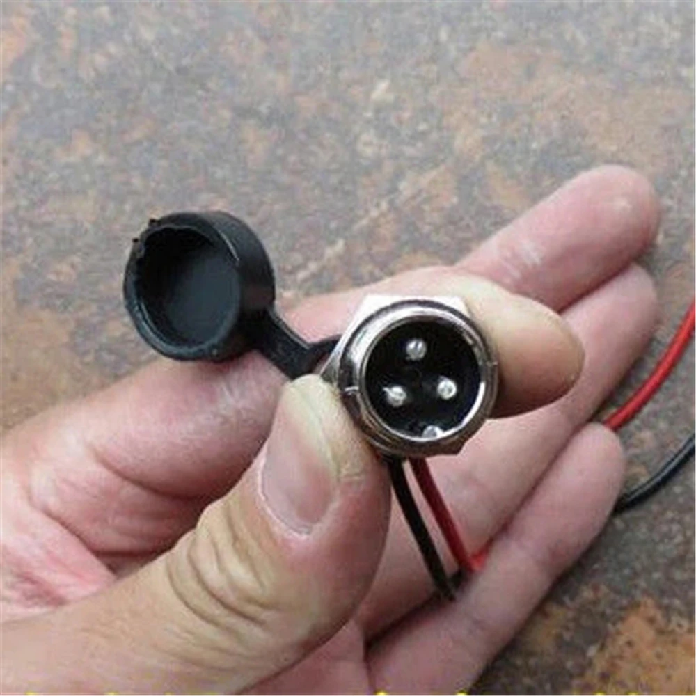 Cycling Electric Bicycle 3 Pin Prong Round Head 24V 36V Charging Port Jack Socket Battery Charging Inline Connector