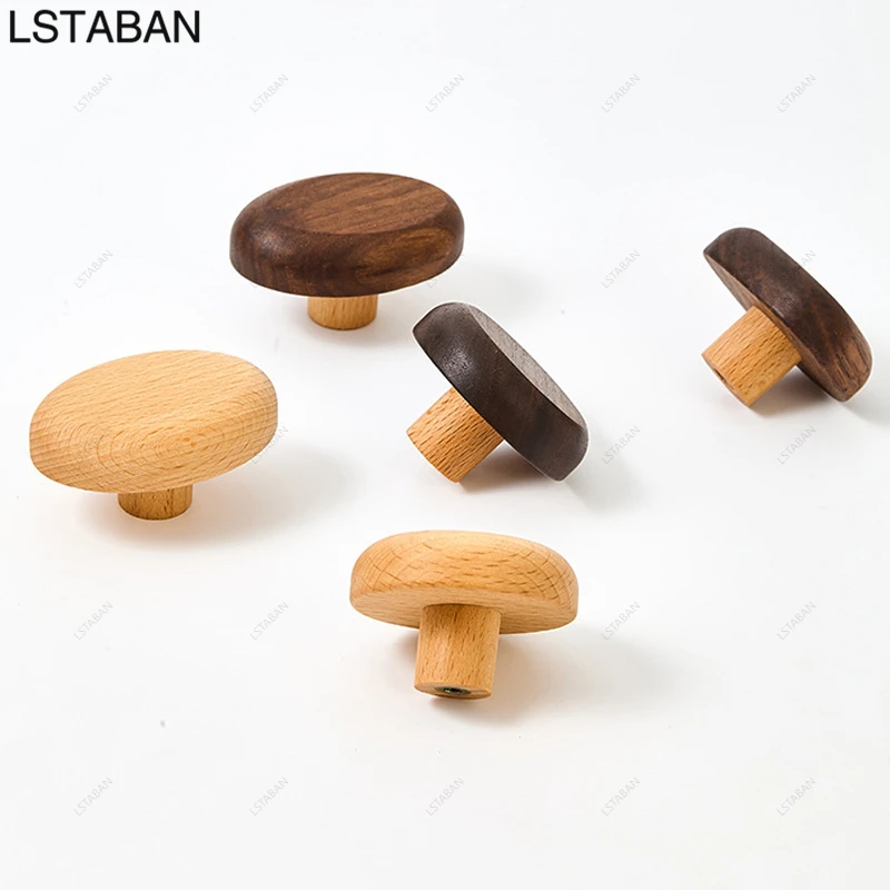 Pebble Shape Wooden Kitchen Cabinet Handle Walnut Beech Solid Wood Single Hole Drawer Pull Wardrobe Closet Furniture Door Handle