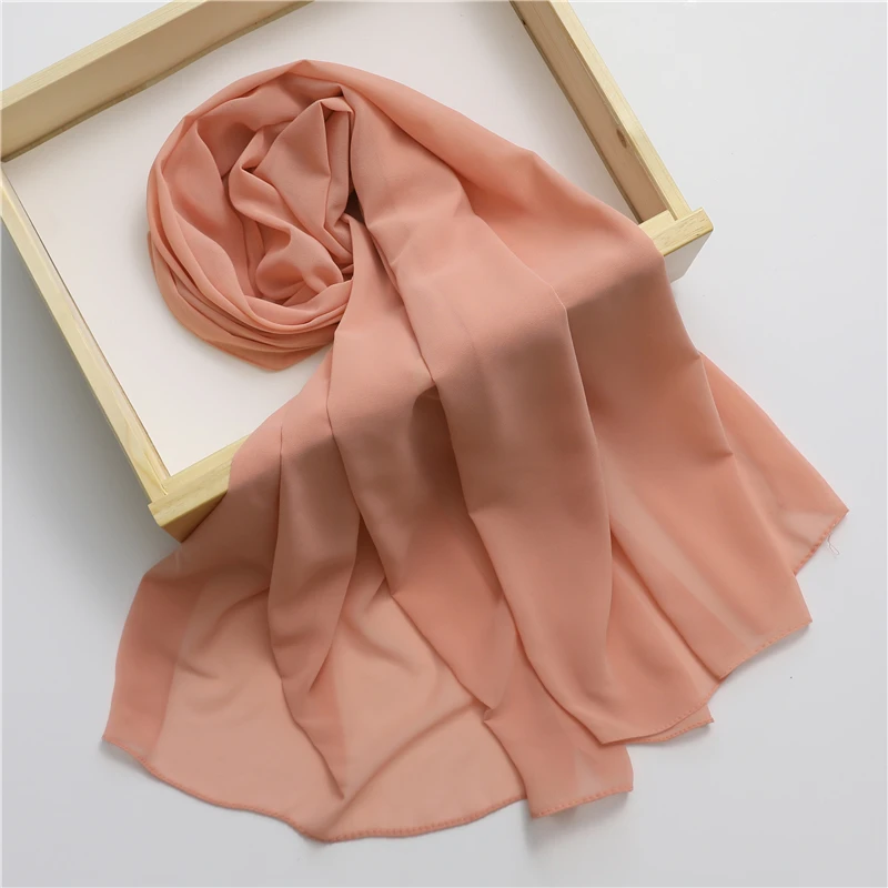 Spring Chiffon Solid Muslim Hijab Women Scarf Fashion Soft Headband Shawl and Wraps Bandana Islamic Turban Echarpe New