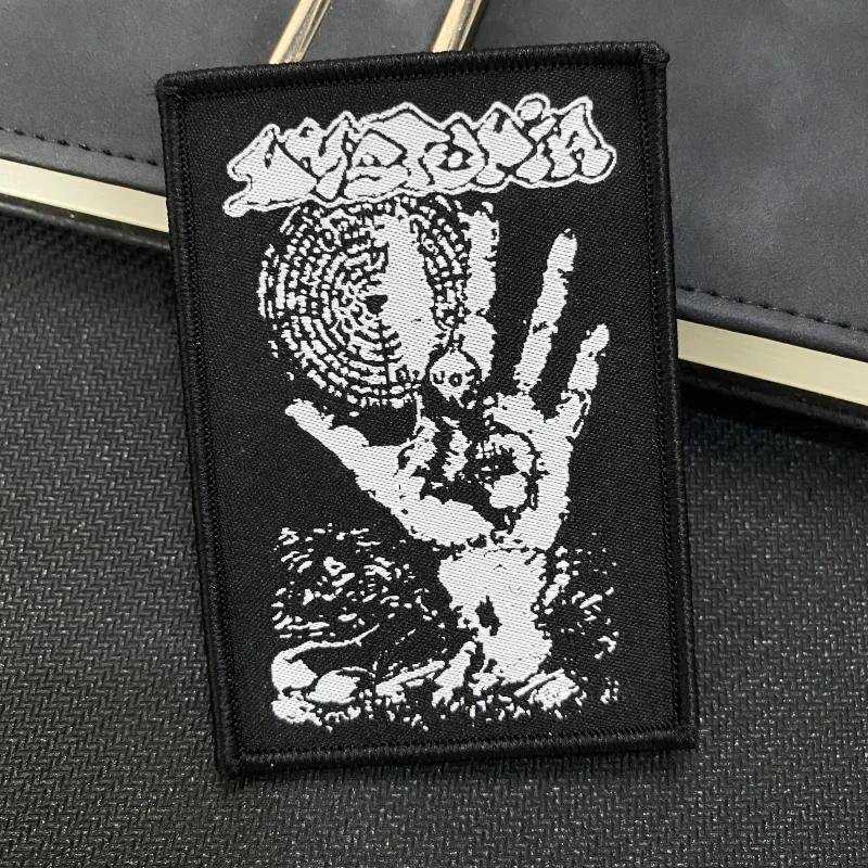 Dystopian Rock Weaving Mark Cloth Patches Emblems Punk Tactical Backpack Sticker Embroidered Hook and Loop Skull Morale Badge