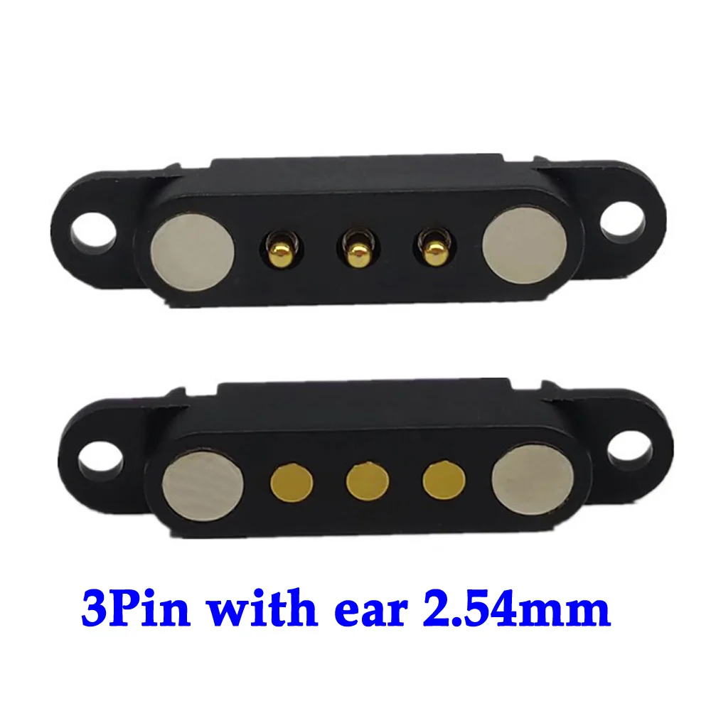 

1Pair 3Pin With Ears Waterproof Spacing 2.54mm Magnetic Pogo Pin Connector Pogopin Male Female Spring Loaded DC Power Socket