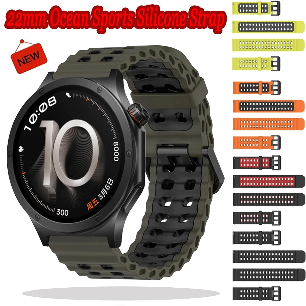 22mm Ocean Sports Silikonarmband für OPPO Watch X3 S/Oneplus Watch 4 3 Lite Komfortables Armband Amazfit Active Max/Bip 6-5-Max
