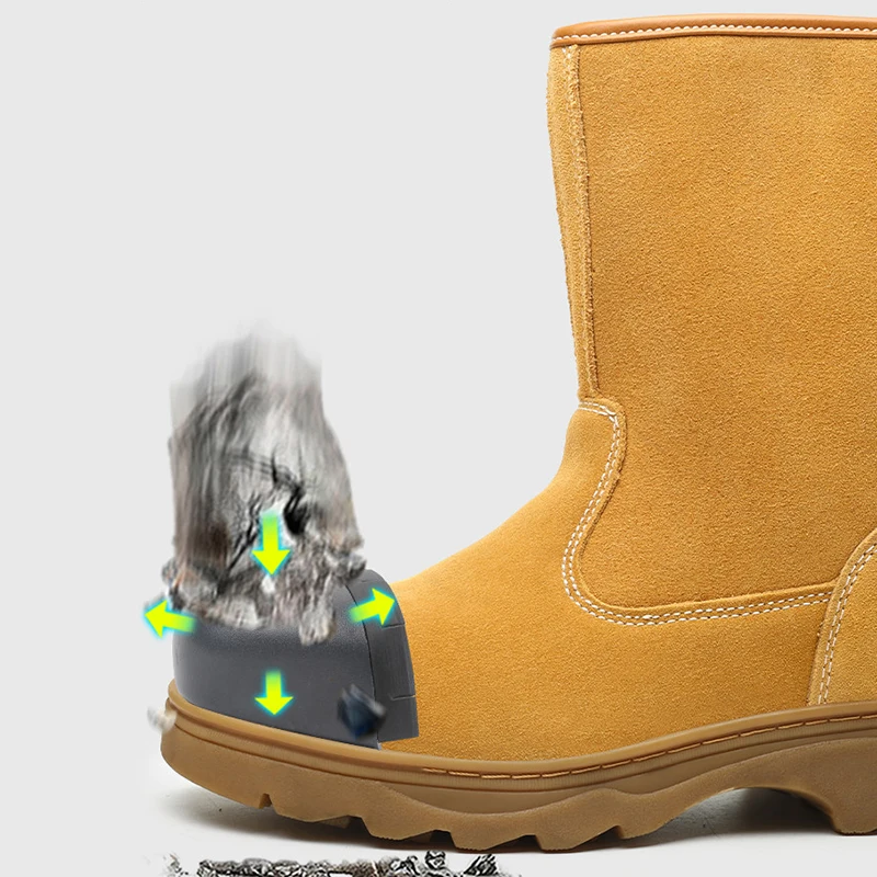 men casual steel toe covers work safety boots cow suede leather welding shoes worker security high botas safe footwear protect