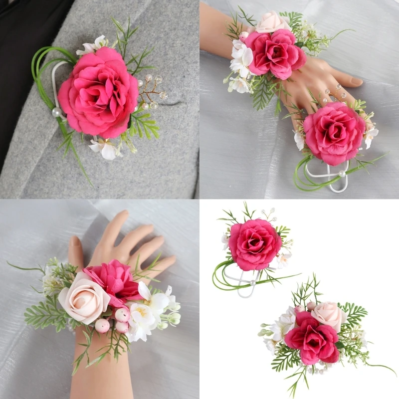 

Wedding Boutonnieres Flower Decoration Wrist Flower Artificial Floral Wedding Props Elegant Boutonnieres Decors