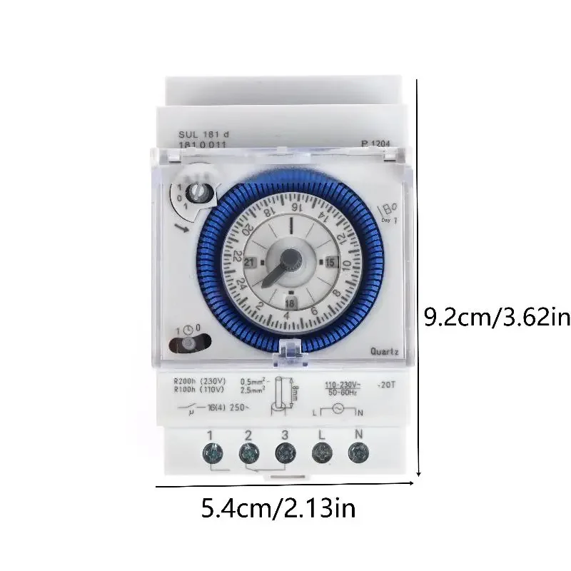 SUL181d Industrial Time Control Switch 110-230V Time Relay 24-Hour Time Control Switch Track Installation Mechanical Timer