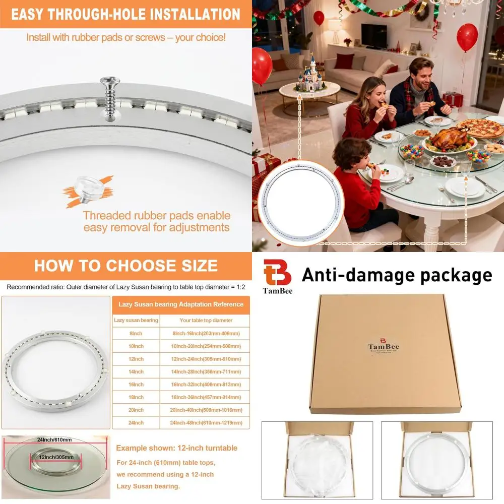 

20 Inch Heavy-Duty Lazy Susan Bearing with 450 lbs Capacity for Rotating Tables and DIY Projects (Base Only)