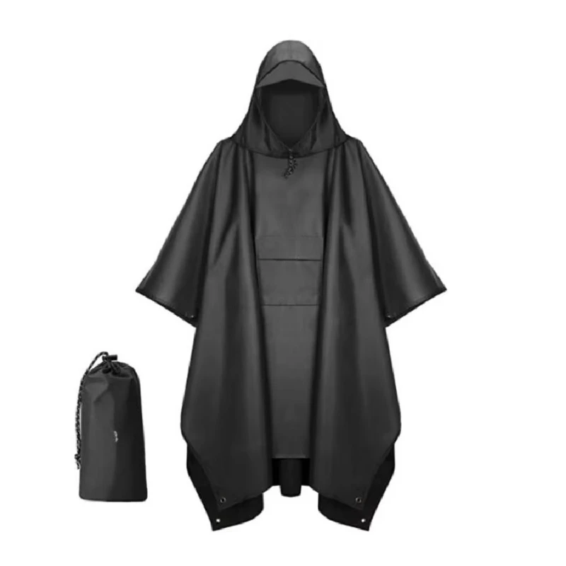 

High quality hooded poncho waterproof polyester raincoat men's and women's adult jacket