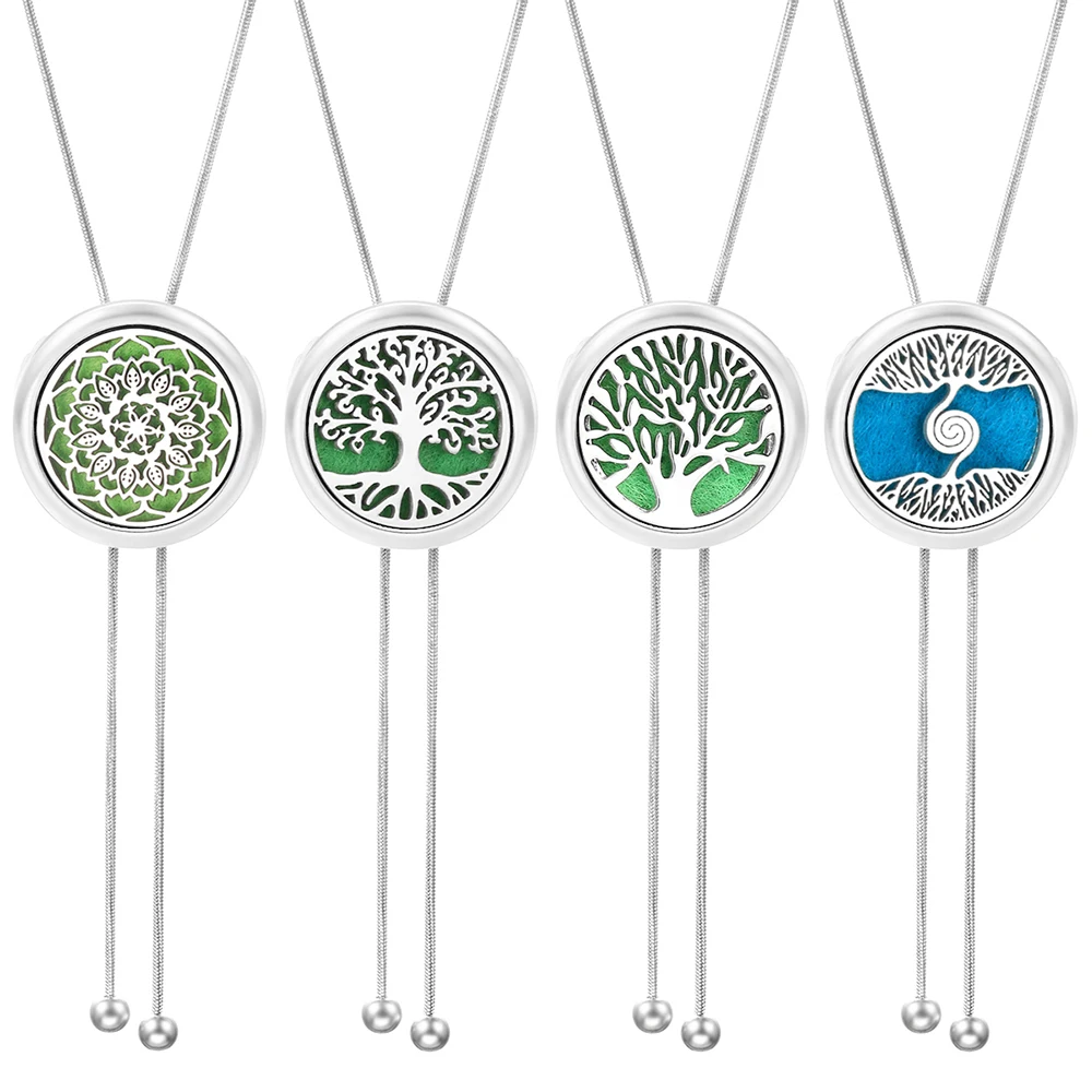 

Insert Gasket Tree of Life Flowers Aromatherapy Diffuser Perfume Locket Adjustable Tassel Sweater Chain Necklace Pendant Jewelry