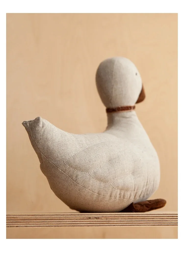 Nordic Duck Girl Soft Animal Stuffed Toy Nature Cotton Linen duckling Fabric Doll Christmas decoration nursery Crib toy