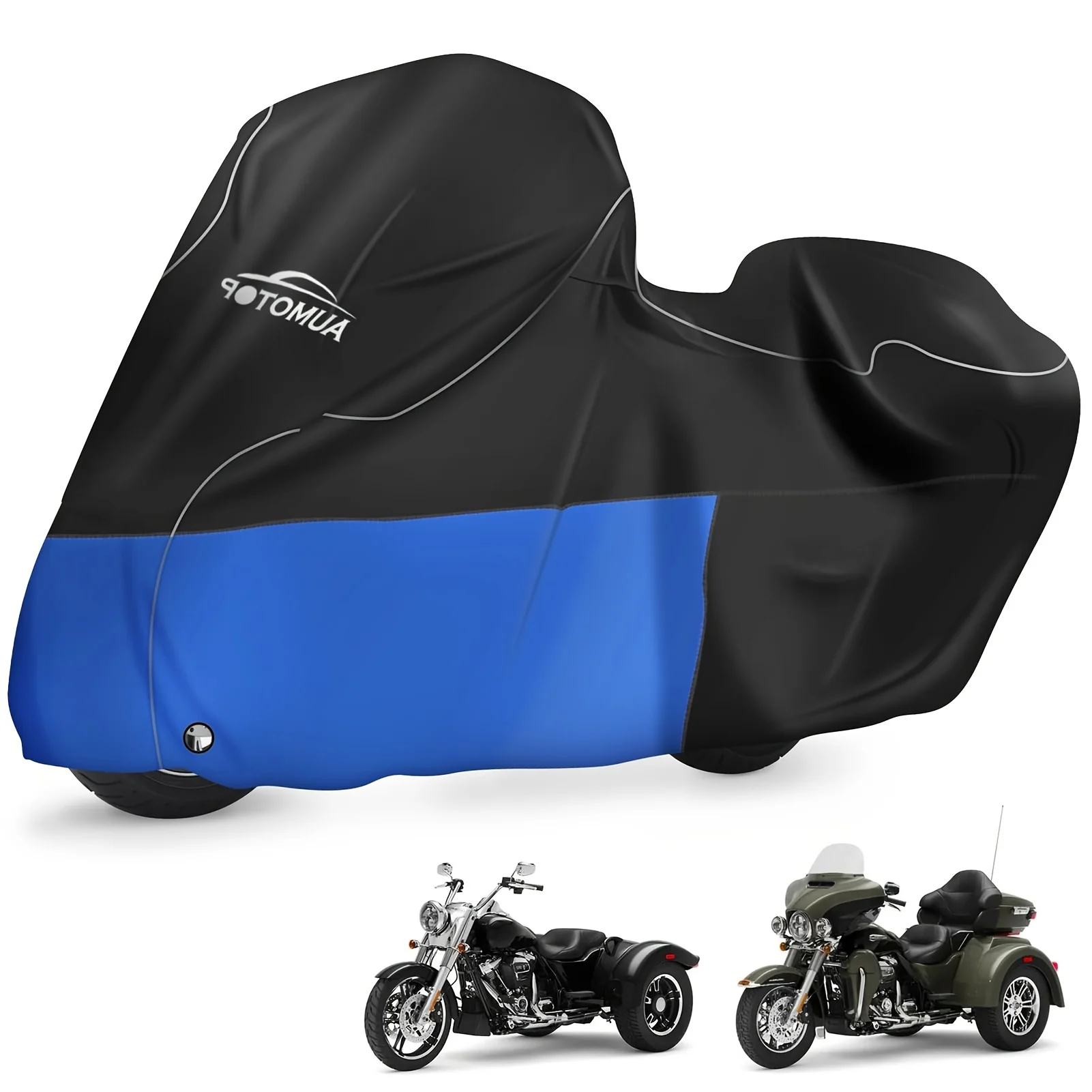 Heavy Duty 420D Motorcycle Cover All-Season Waterproof Outdoor Sun Protection Fit up to 108 Inch Conventional Model Road King