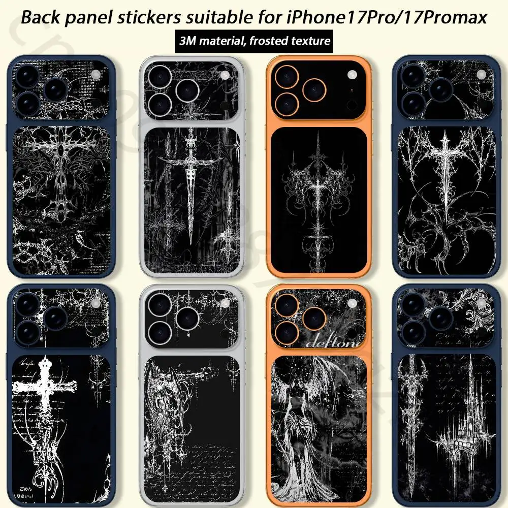 Gothic Cyber Sigil Cross Eyes TICKET Decal Skin Wrap for iPhone 17 Pro or Pro max Protective Film for Back, Frame, Camera
