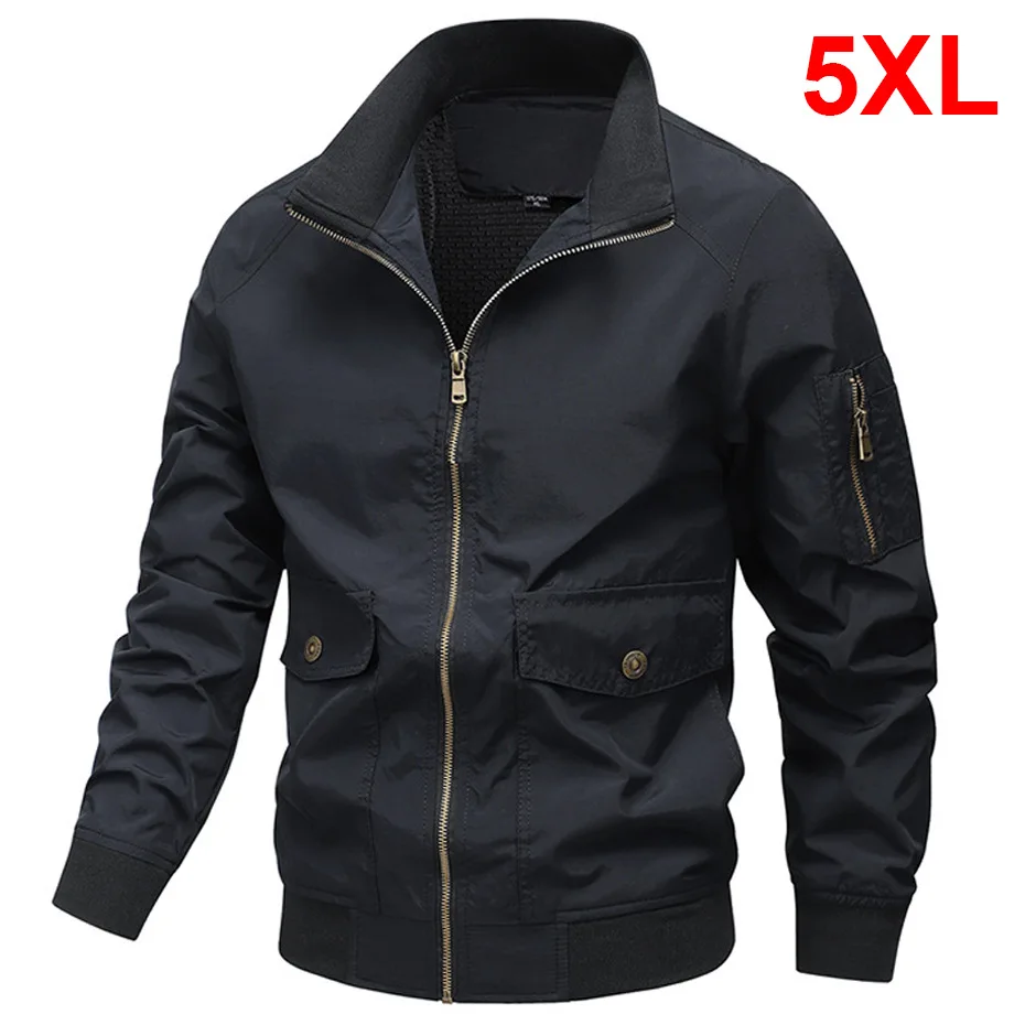 

5XL Plus Size Varsity Jacket Men Cargo Jacket Coat Male Fashion Causal Solid Color Bomber Jackets Male