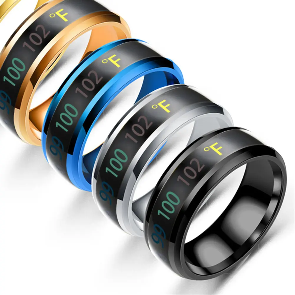 

1Pcs Intelligent Temperature Display Finger Ring Titanium Steel Couple Ring Chic Stylish Jewelry for Lovers Birthday Valentine's