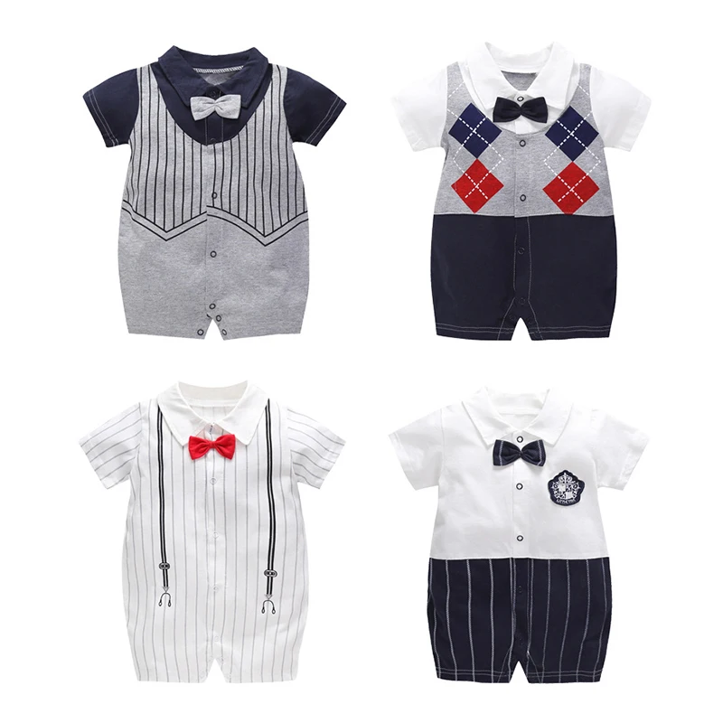 

Baby Boy Romper Summer Gentleman Jumpsuit Short Sleeve Bowtie Bebe Clothes Newborn Toddler Outerdoor Outfit Infant Boy A476