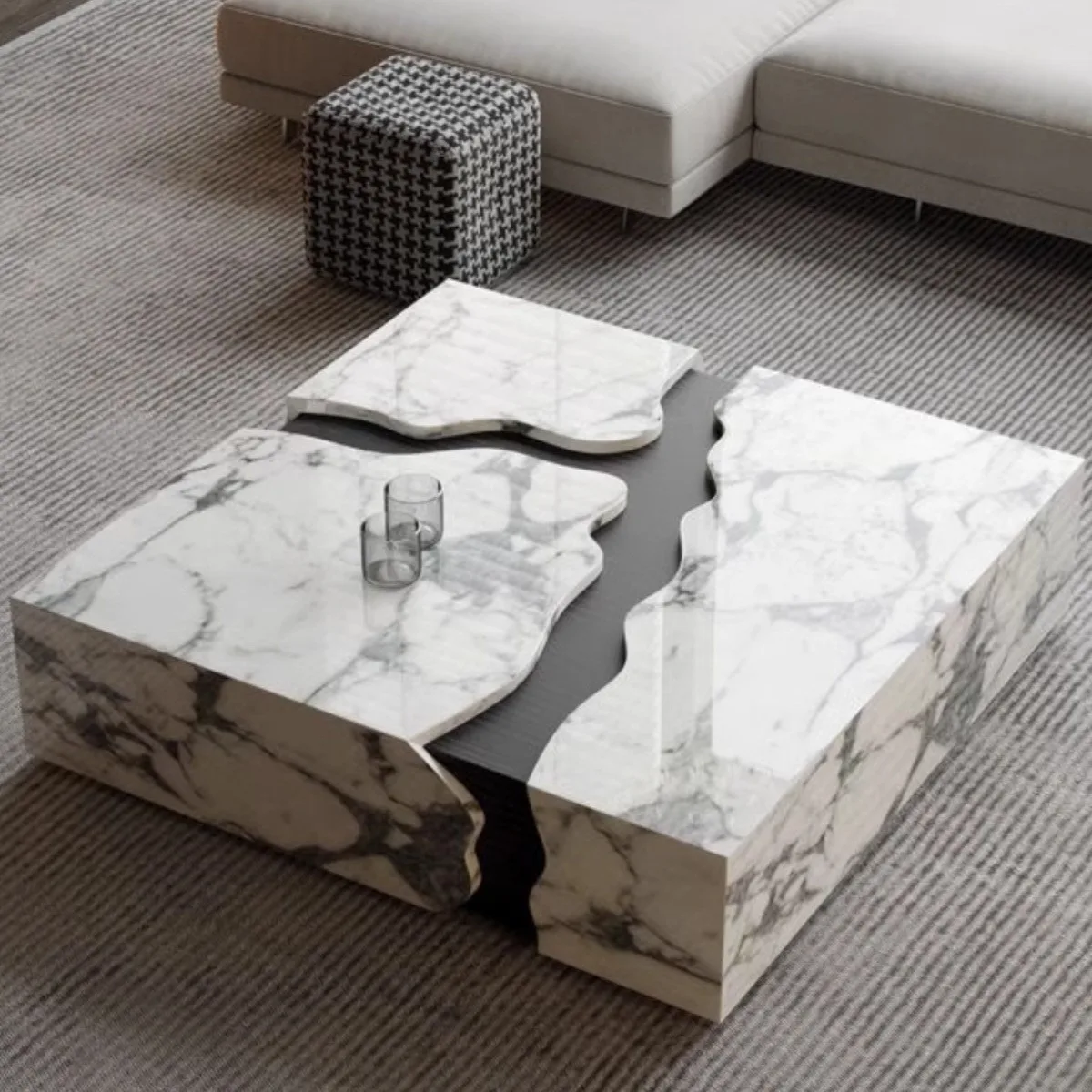 

Marble solid wood coffee table living room home Italian villa personality creative fashion