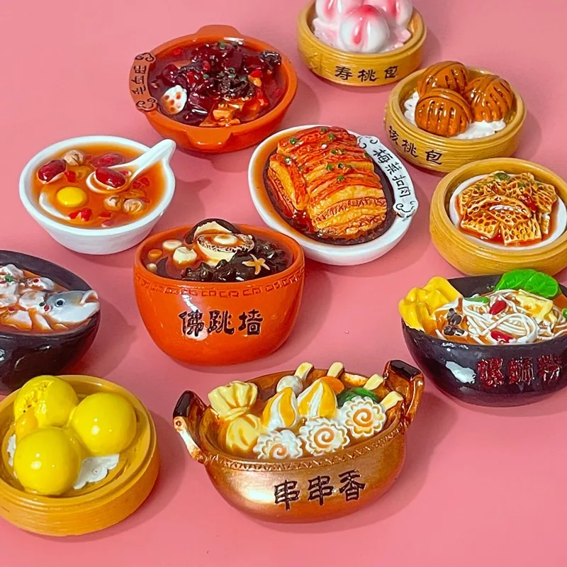 Refrigerator Sticker Creative Chinese Food Simulation Food 3d Three-dimensional Buddha Jumps Over The Wall Lion Head Magnetic