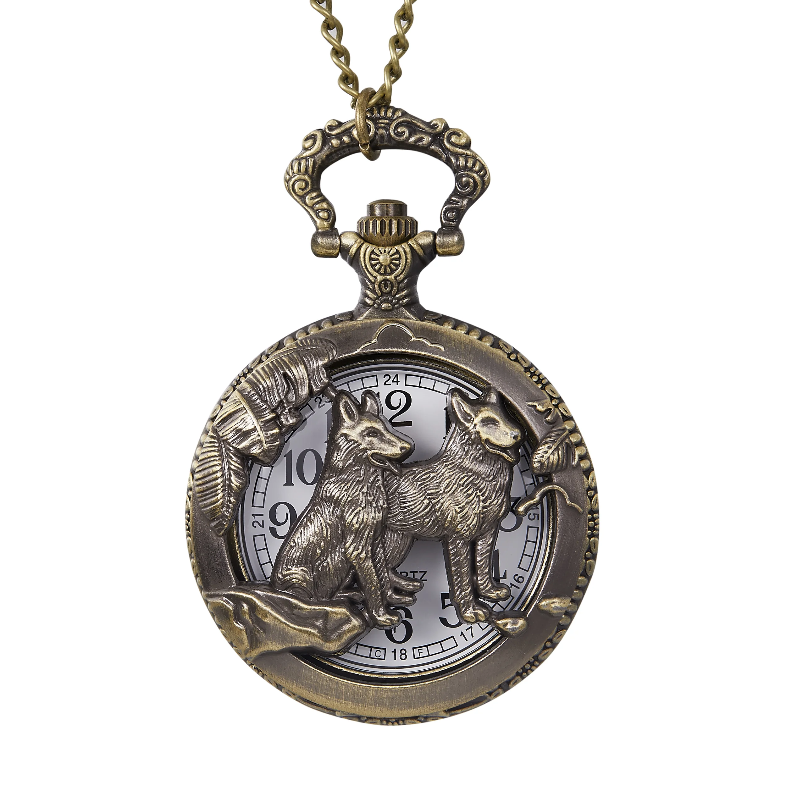 Animal Wolf Hollow Quartz Pocket Watch Man Vintage Kids Children New Year Orologio Male Ladies Men Pendant Necklace Chain Clock