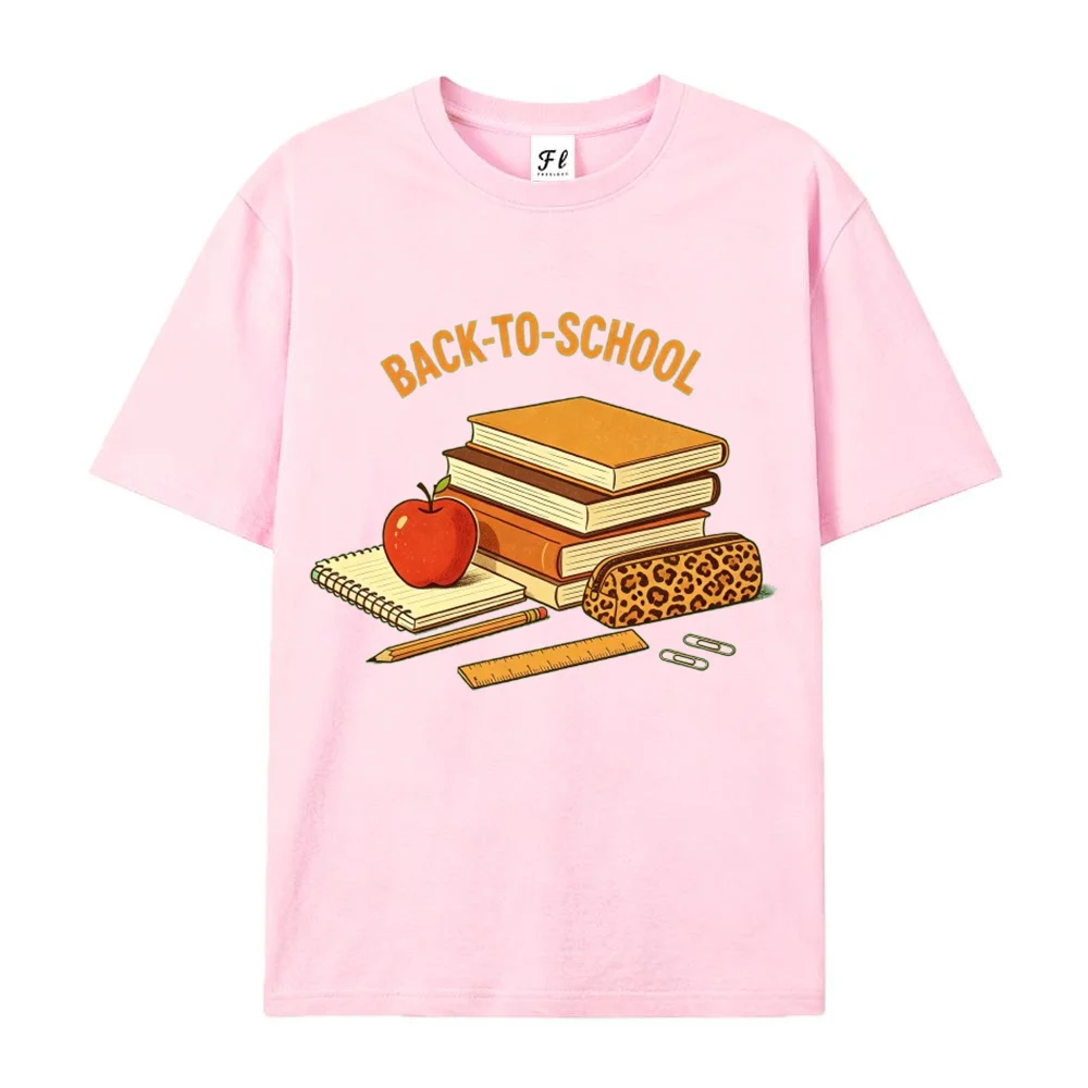 Womens Back To School Graphic T Shirt Cute Books Apple Pencil Print Casual Short Sleeve Tee Student Summer Top School Outfit