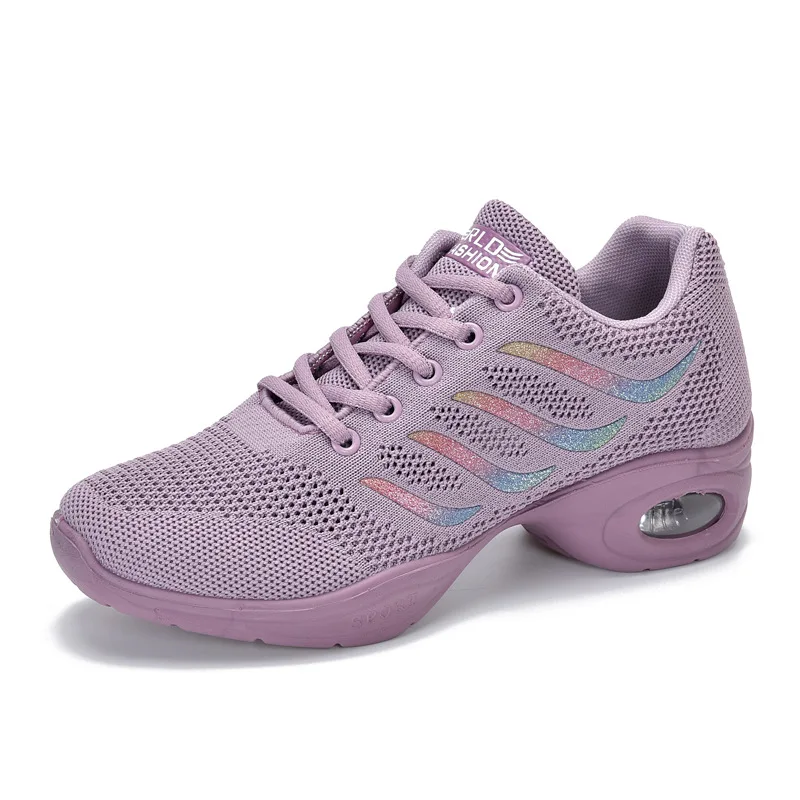 Dance Shoes Woman Ladies Modern Soft Outsole Jazz Sneakers Mesh Breathable Lightweight Female Dancing Fitness Shoes