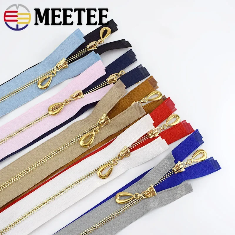 5Pcs Meetee 3# 40-70cm Metal Zipper Open End Decor Zip with Puller Bag Jacket Clothes Repair Kits DIY Tailoring Sewing Accessory