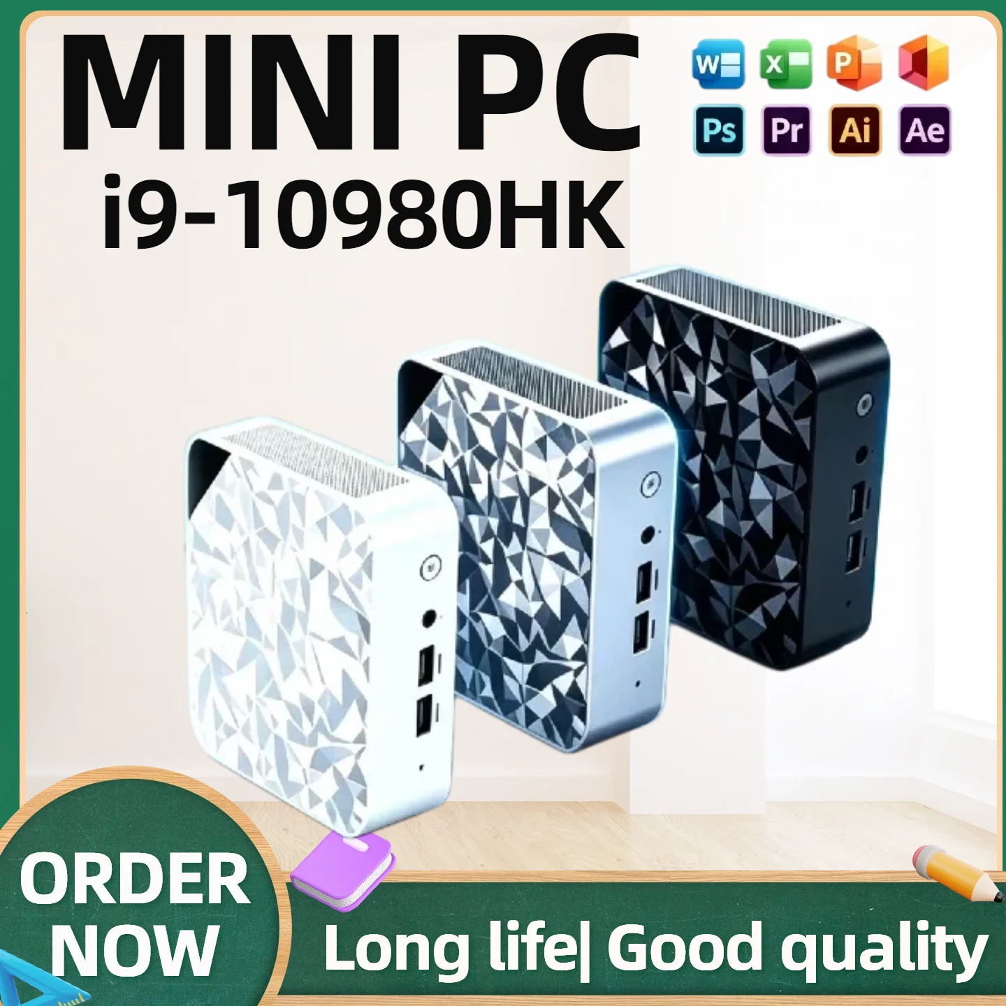 High‑Power Multi‑Purpose Mini PC Core i9‑10980HK 16GB RAM 1/2TB NVMe SSD WiFi6 BT5.2 4K UHD Lightweight Gaming Desktop