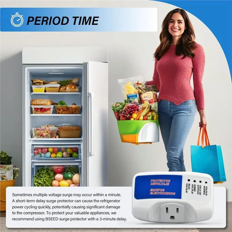 B23B Refrigerator Surge Protector 2 Pcs, Single Outlet Power Voltage Protector, Home Appliance, Voltage Brownout Outlet, US Plug