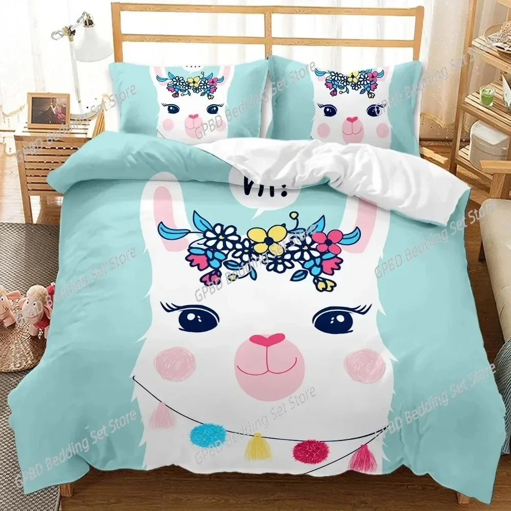 

Комплект постельного белья Animal Llama Cute Alpacas Single Twin Double Queen King Cal King Size Комплект постельного белья
