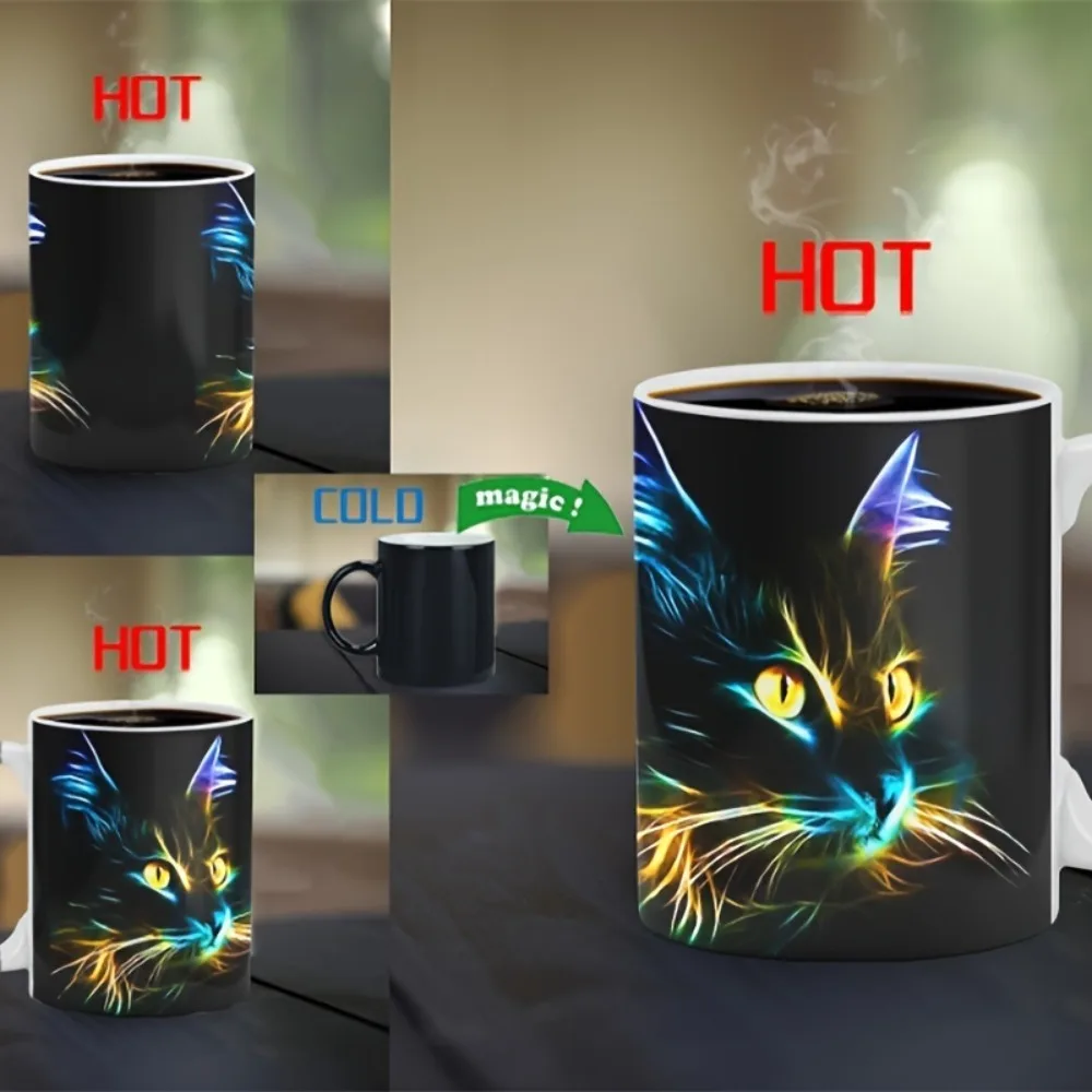 

1pc Colorful Kitten Color Changing Coffee Mug Ceramic Coffee Cup Heat Sensitive Water Cup Summer Winter Drinkware Birthday Gifts