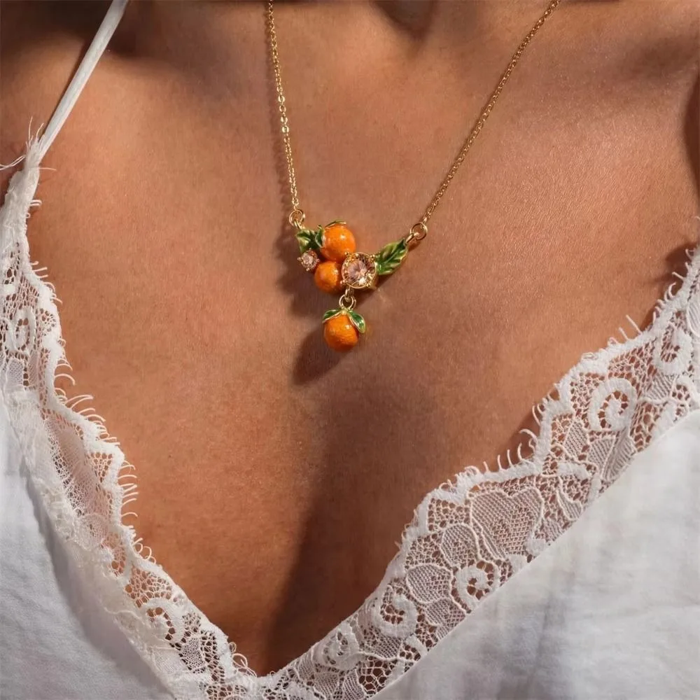 Fun Stackable Fruit Necklace Mulberry Lemons Fruits Choker Fruit Design Strawberry Clavicle Chain Vacation