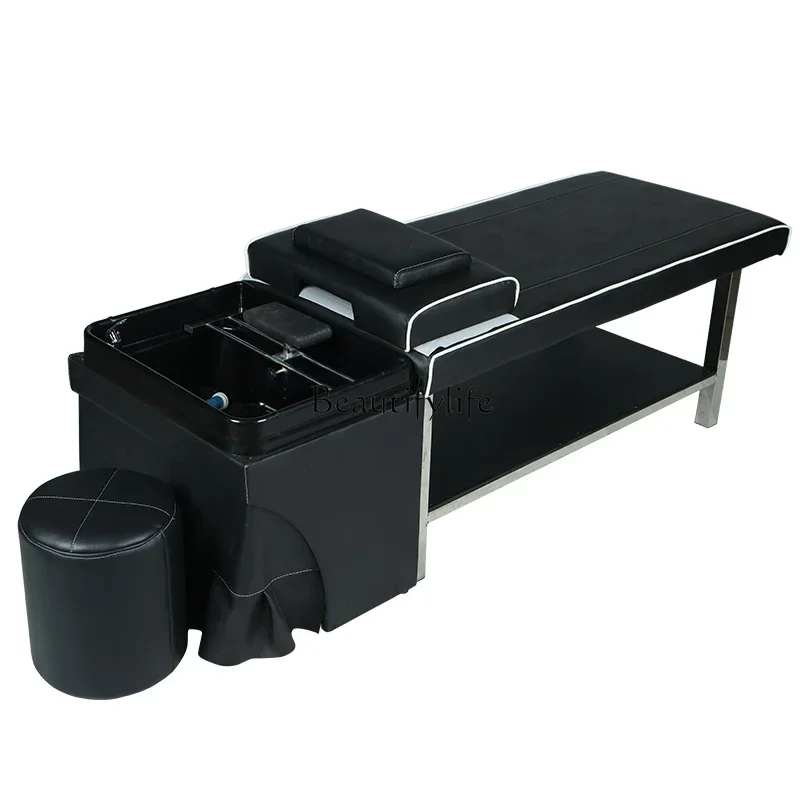 

lx29Hair Saloon Dedicated Flat Lying Stainless Steel Hairdressing Flushing Bed Thai Shampoo Chair