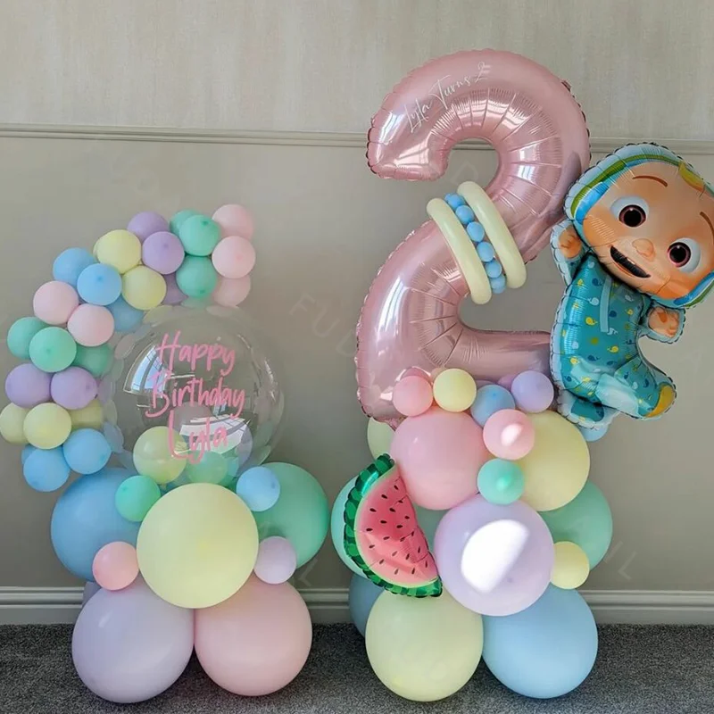 79pcs Cartoon JJmelon Colored Latex Balloon Set Summer Watermelon Boy or Girl First Birthday Baby Shower Helium Globos 2025