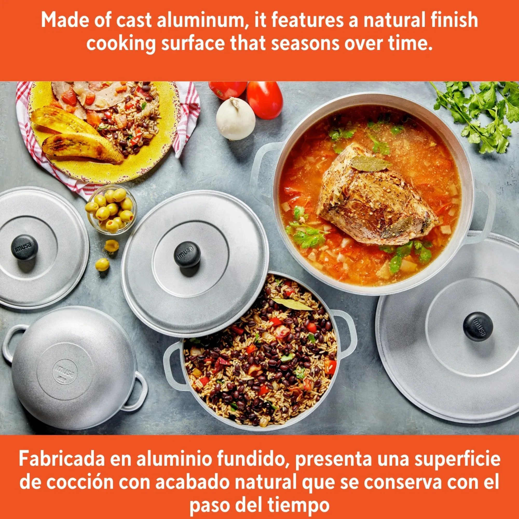 Juego de 3 piezas Caldero de aluminio fundido de 1,5/2,5/5,2 qt - 18/22/28 cm