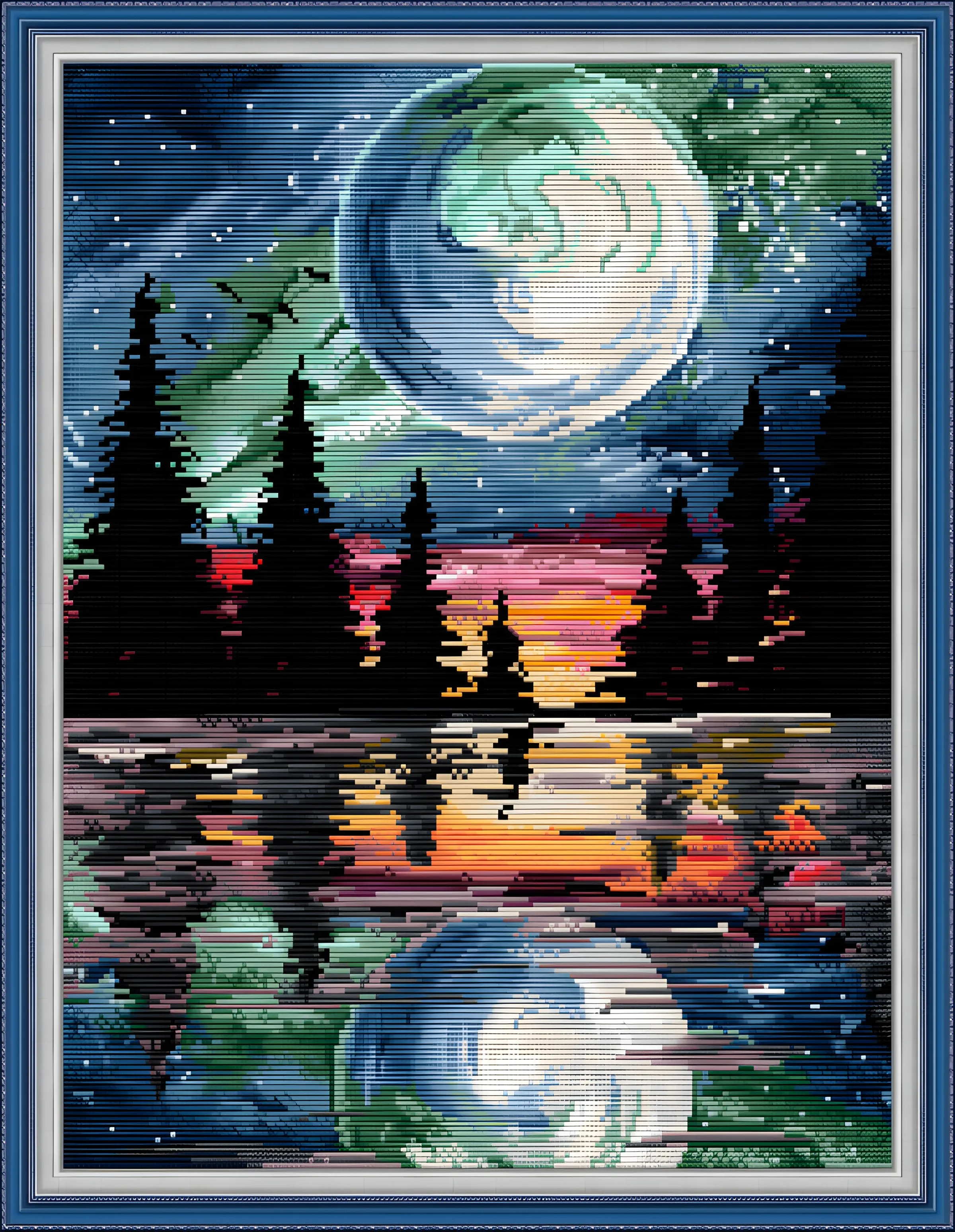 

Joy Sunday Pre-printed Cross Stitch Kit Easy Pattern Aida Stamped Fabric Embroidery Set-Lakeside Moonlight
