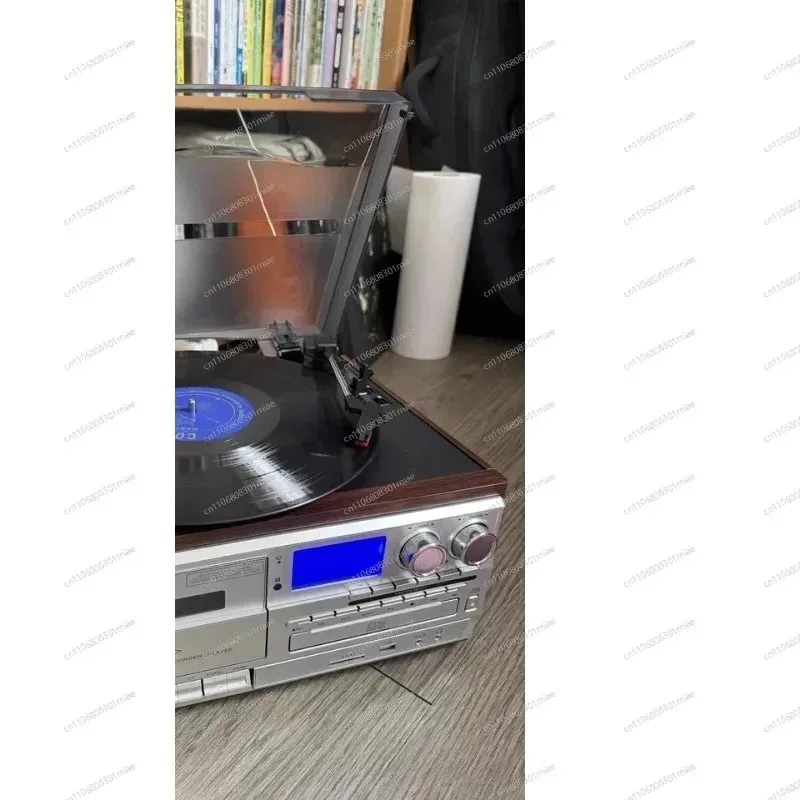 All-in-One Vinyl Record Player Bluetooth CD Cassette Stereo Vintage Desktop Audio System Home Decor Gift